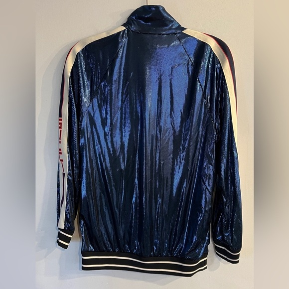 GUCCI Men’s Sylvie Web Blue Lame Logo Stripe Full Zip Track Jacket Size XS NEW - Picture 2 of 9